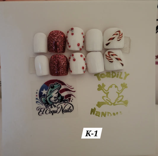 K-1 Candy Cane Children's Nails